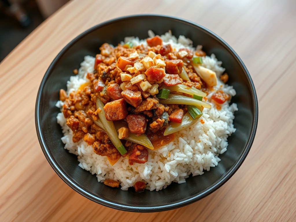 RIJST Nasi Cincang, AI-gegenereerde illustratie