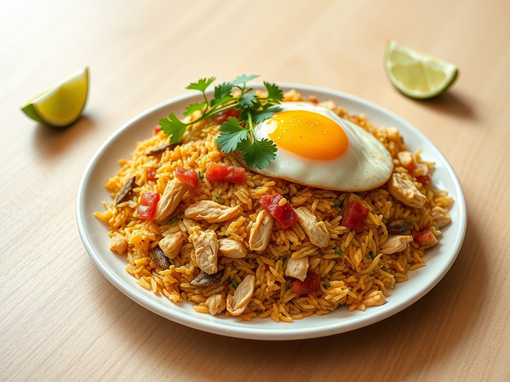 RIJST Nasi Goreng (Indonesian Fried Rice), AI-gegenereerde illustratie