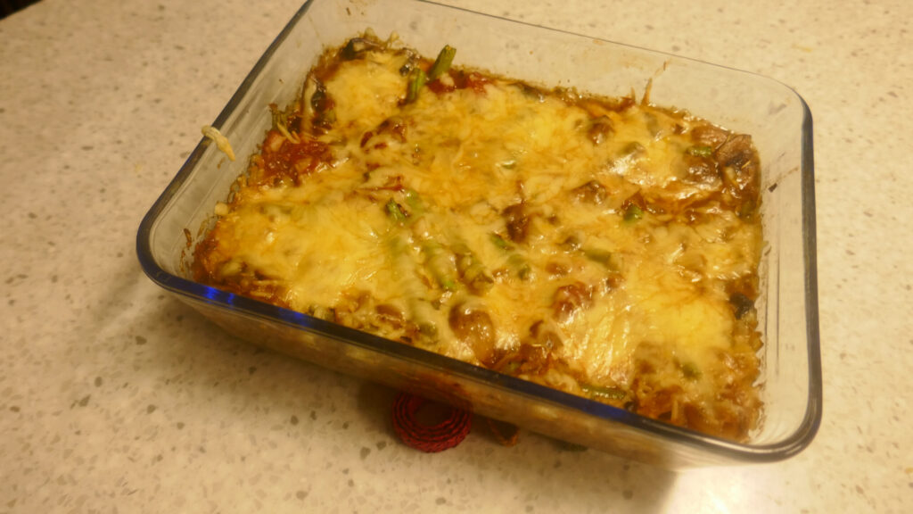 Rijst Ovenschotel met champignons haricot verts en tomaat