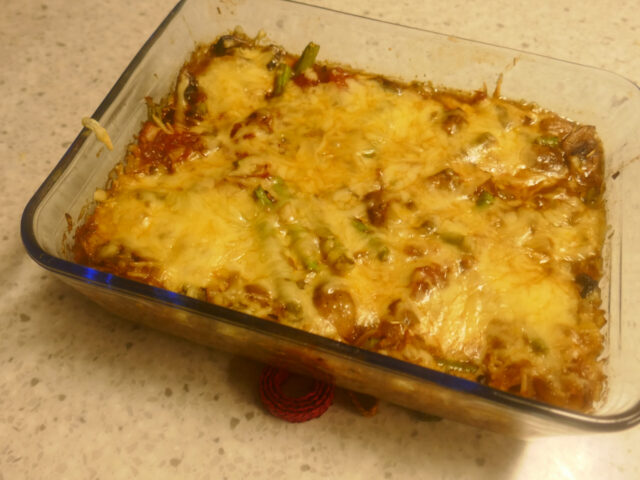 Rijst Ovenschotel met champignons haricot verts en tomaat