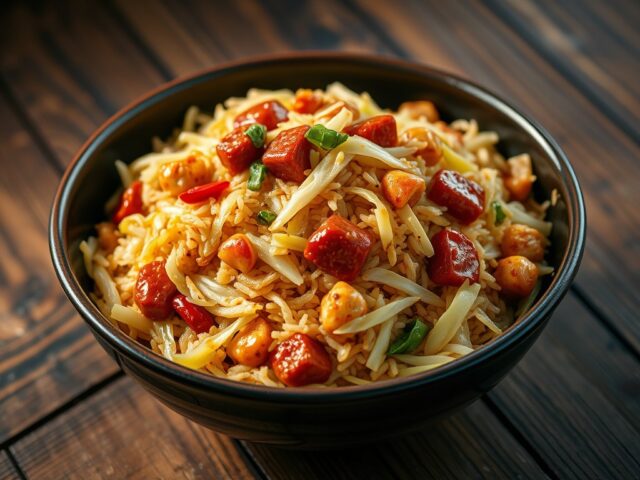 RIJST Spitskool met Chorizo en Kip