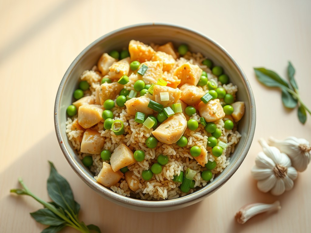 RIJST Thai Rice III met Kip en Groene Curry, AI-gegenereerde illustratie