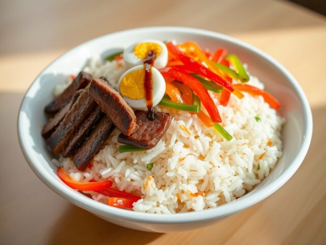 Rijstsalade met rundvlees