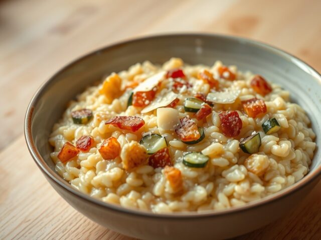 Risotto met bacon en courgette