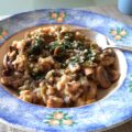 Romige risotto met champignons, prei en gorgonzola