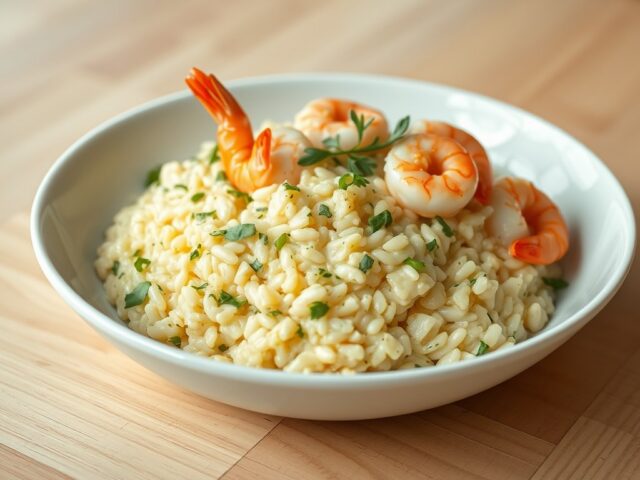 Risotto met garnalen en dragon