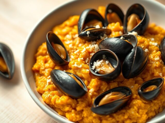 Risotto met Mosselen en Pompoen