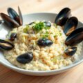 Risotto met mosselen en prei