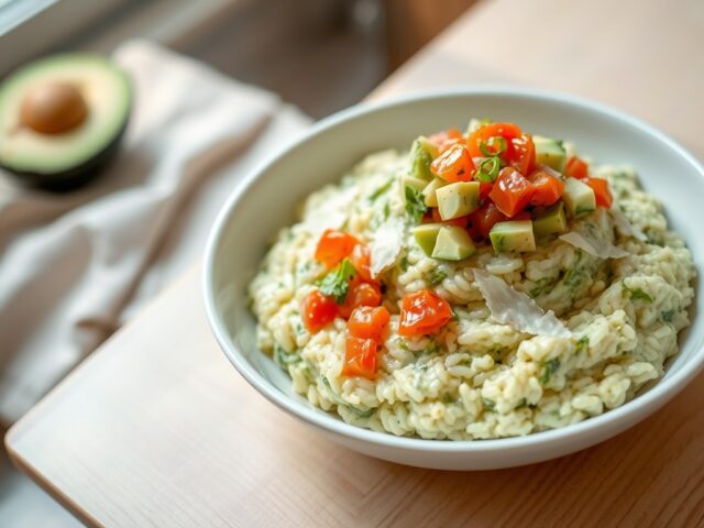 Risotto met Pesto en Avocado Salsa