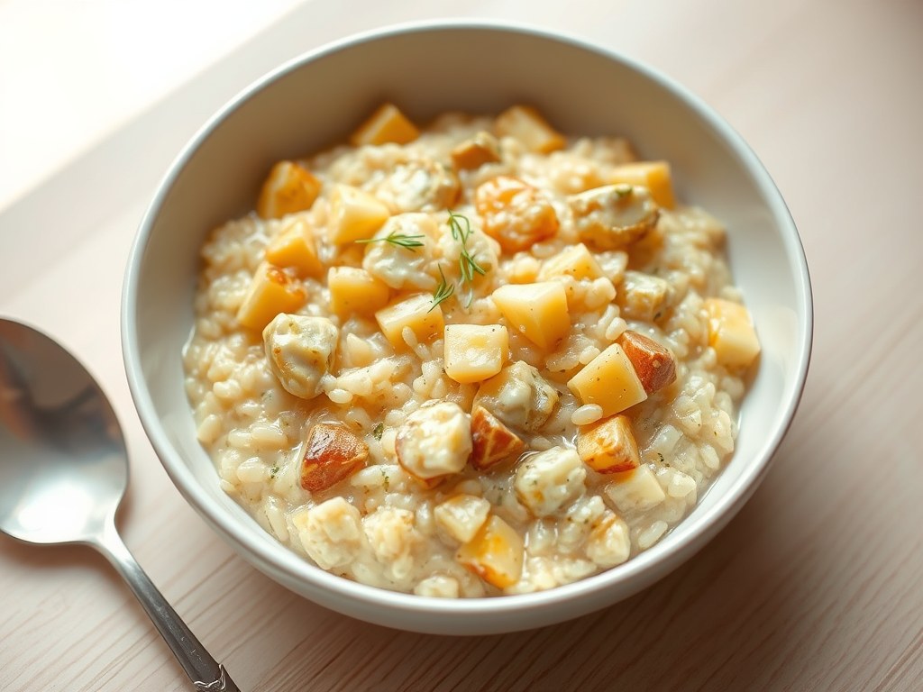 Risotto met vergeten groenten en gember, AI-gegenereerde illustratie