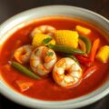 Rode curry met garnalen en maïskolfjes