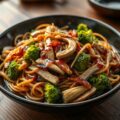 Roerbakmie met shii-take en broccoli
