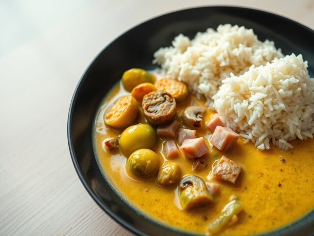 Roergebakken spruitjes in curry