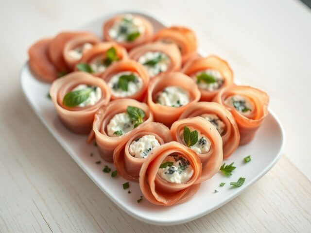 Rolletjes Gande Ham gevuld met kaas