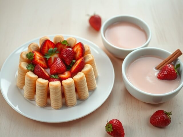 Romanoffrolletjes op Aardbeien met Aardbeisoep