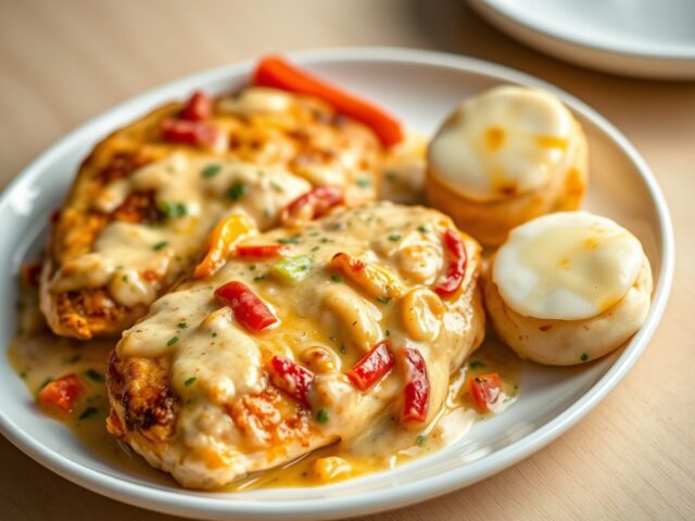 Romige kipfilets en aardappeltaartjes