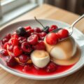 Rood fruit, vanille ijs en champagnesabayon