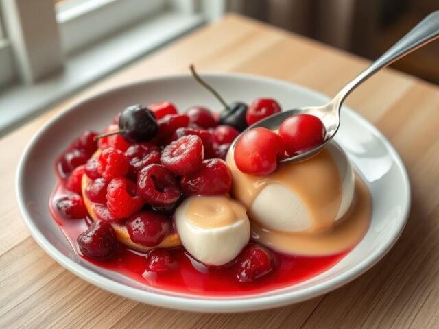 Rood fruit, vanille ijs en champagnesabayon