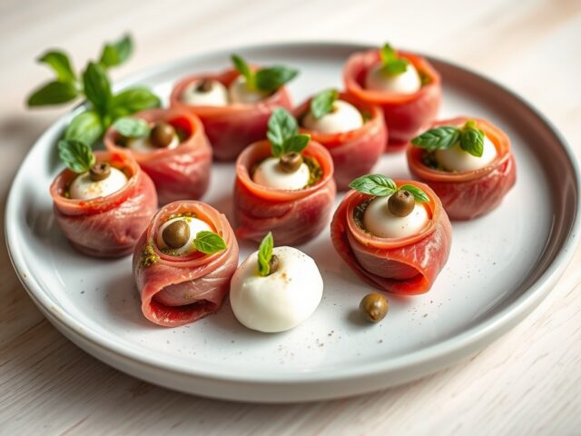 Rosbief bonbons met mozzarella
