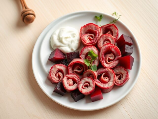 Rosbiefroosjes met bieten en mierikswortel