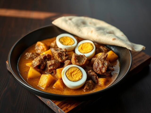 Roti masala met lamsvlees