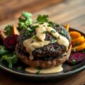 Rundburger, biet en raap met zachte currysaus