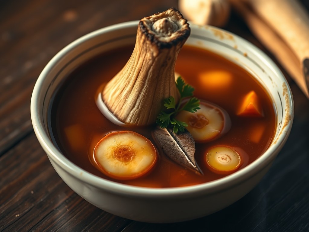 Runderbouillon met bier en merg, AI-gegenereerde illustratie