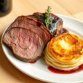 Rundvlees met rode wijnsaus en gratin dauphinois