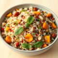 Salade met 3 soorten rijst, munt, basilicum en abrikozen
