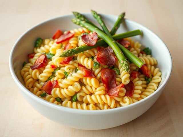 Salade met bacon en asperges