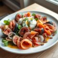 Salade met burrata, vijgen, Parmaham en sinaasappelsdressing