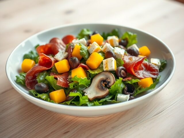 Salade met Champignons, Gorgonzola en Bresaola