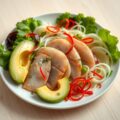 Salade met gerookte paling en avocado