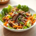 Salade met roergebakken reepjes struisvogel(zieopm