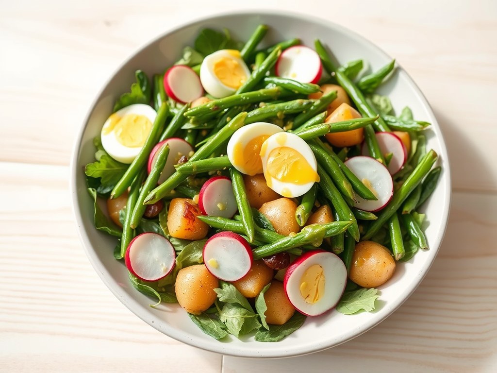 Salade met Sperciebonen à la Niçoise, AI-gegenereerde illustratie