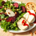 Salade met warme brie en frambozendressing