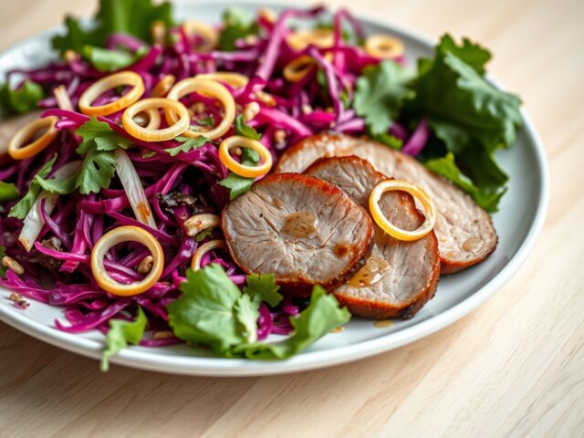 Salade Rood ( ± Rode Kool) met Eendenborstfilet