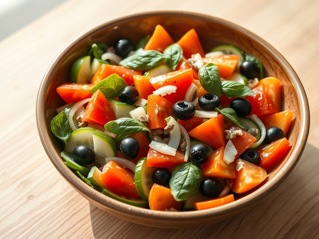 Salade uit Ligurie (Insalata ligure), AI-gegenereerde illustratie