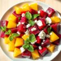 Salade van ananas en rode bieten met feta