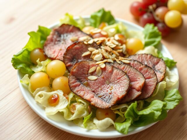 Salade van andijvie en gebakken druiven