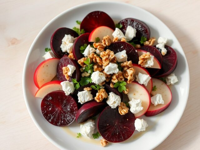 Salade van Bietjes-Appel-Kaas en Noten