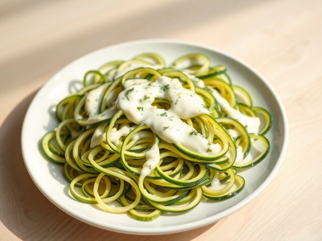 Salade van courgette met yoghurt-kruidensaus