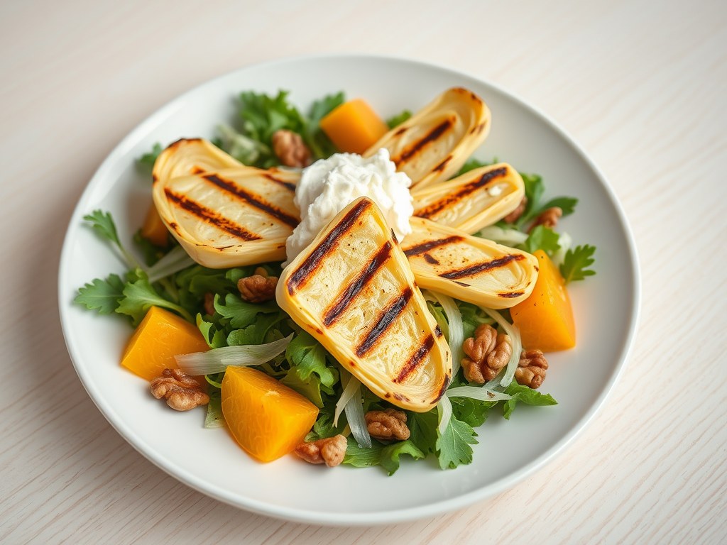 Salade van gegrilde witlof, AI-gegenereerde illustratie