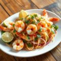 Salade van Grote Garnalen met Palmharten en Thee Noedels