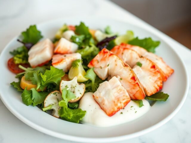 Salade van kreeft met champagnemousse