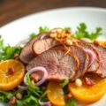 Salade van licht gerookte ossenhaas met sinaasappel