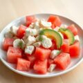Salade van watermeloen, krab en avocado