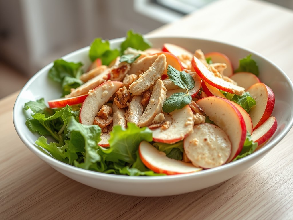 Salade van witlof met gerookte kip en (zie opm), AI-gegenereerde illustratie