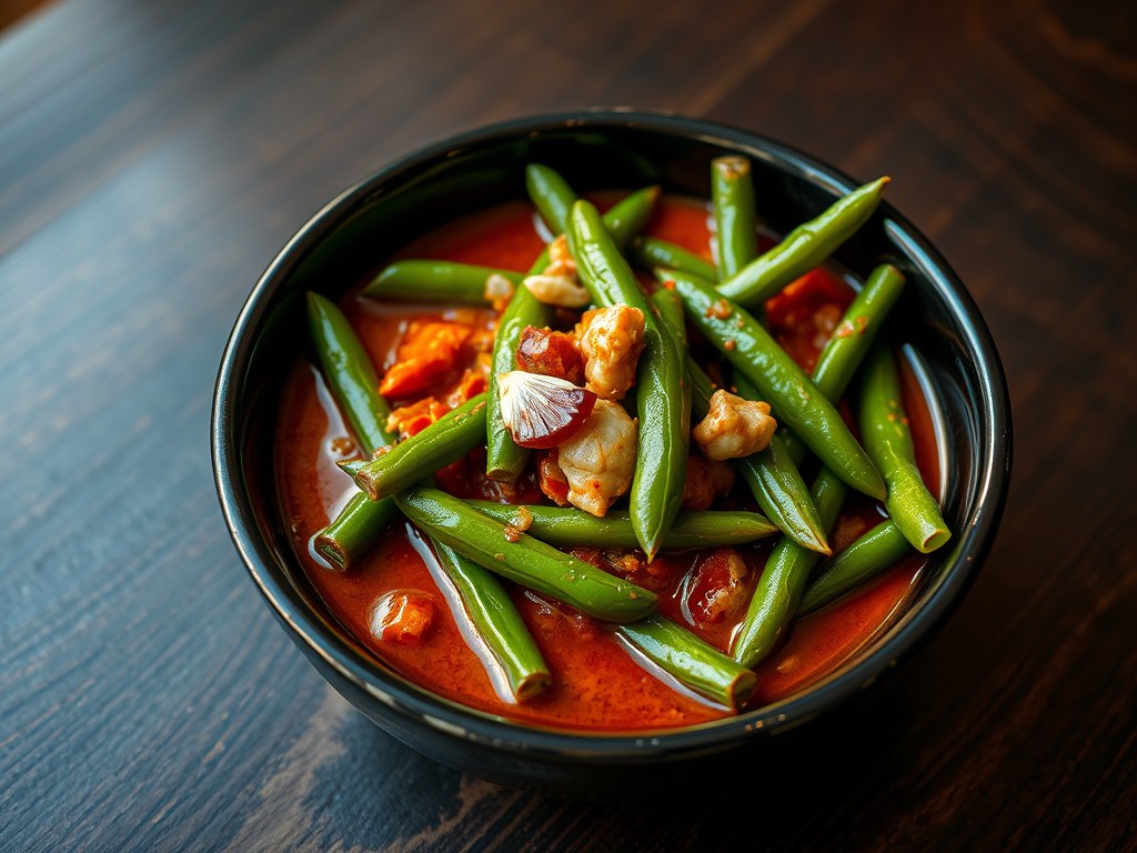 Sambal(an) Goreng Buncis (=Boomtjes), AI-gegenereerde illustratie