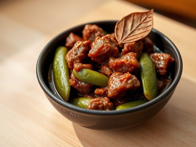 Sambal goreng daging peteh (rundvlees gerecht)